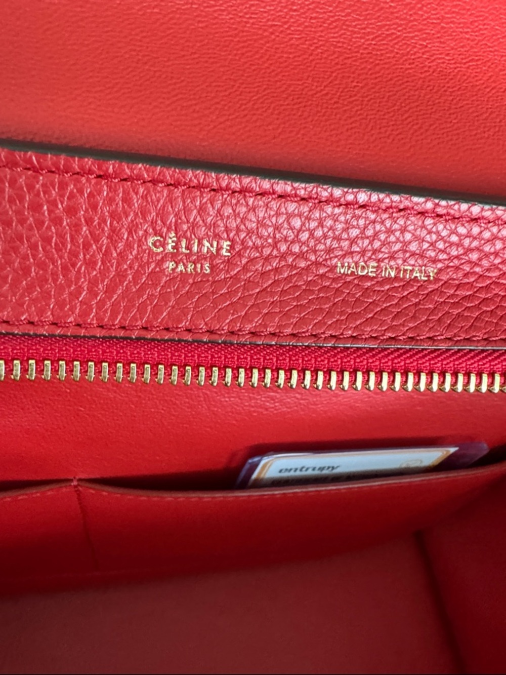 Celine Trapeze Red l Leather and Suede Shoulder Bag with Top Handle EUC - Picture 11 of 16